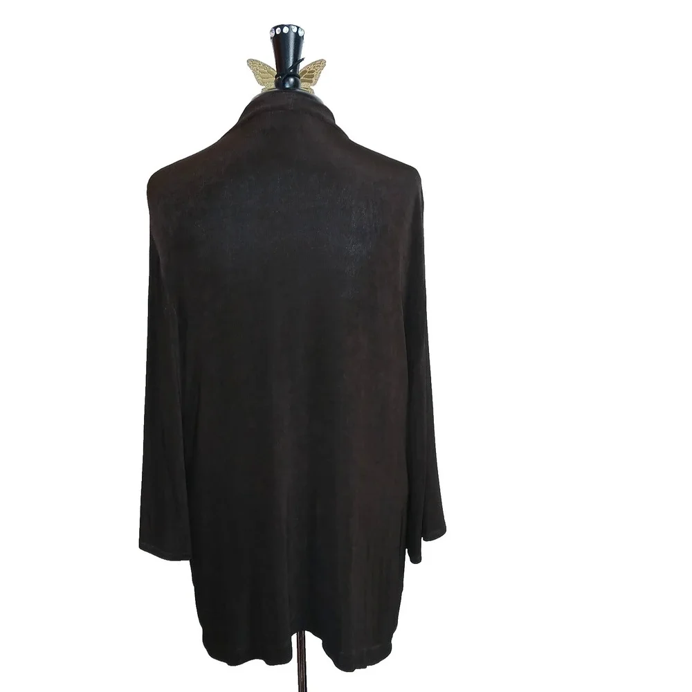 Chico's Travelers Women Travel Knit Cardigan 3 XL Brown Slinky Career Work Job